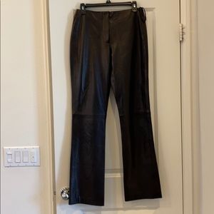 DKNY 100% Soft Leather straight leg pants.